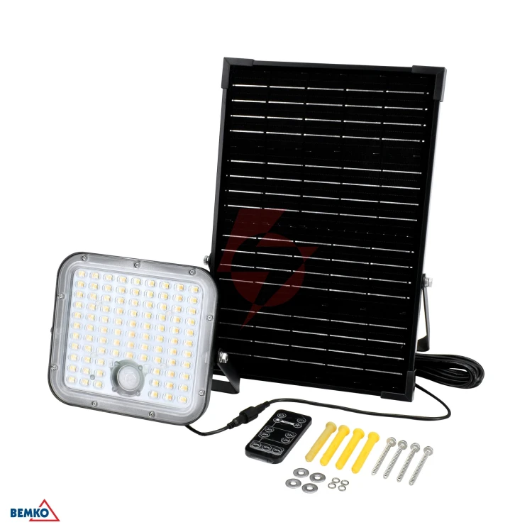 Naświetlacz solarny led solpar 30w 4800lm 3000/4000k ip65 czarny cz. pir