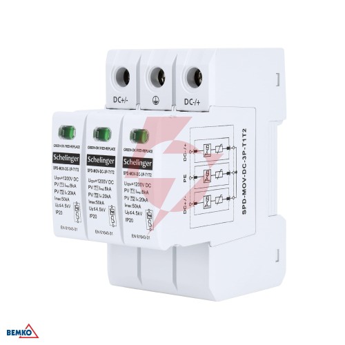 Ogranicznik przepięć 3p 8ka dc 1200v klasy t1t2 schelinger