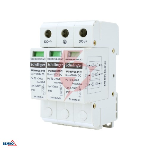 Ogranicznik przepięć 3p dc 1200v klasy t2 schelinger