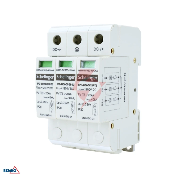 Ogranicznik przepięć 3p dc 1200v klasy t2 schelinger