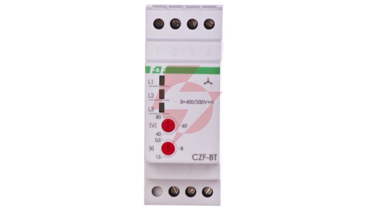 Przekaźnik zaniku i asymetri faz 10A 1P 0,5-5sek 40-80V CZF-BT