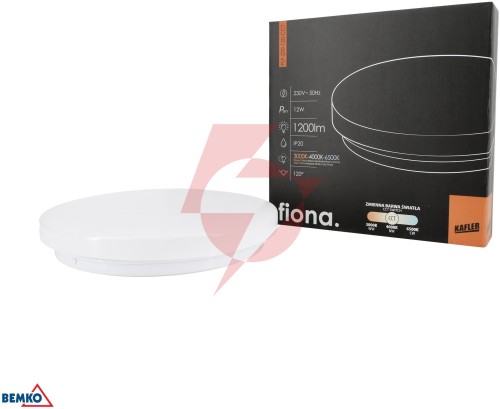 Plafoniera led fiona 12w 3000/4000/6500k 1200lm ip20 biała