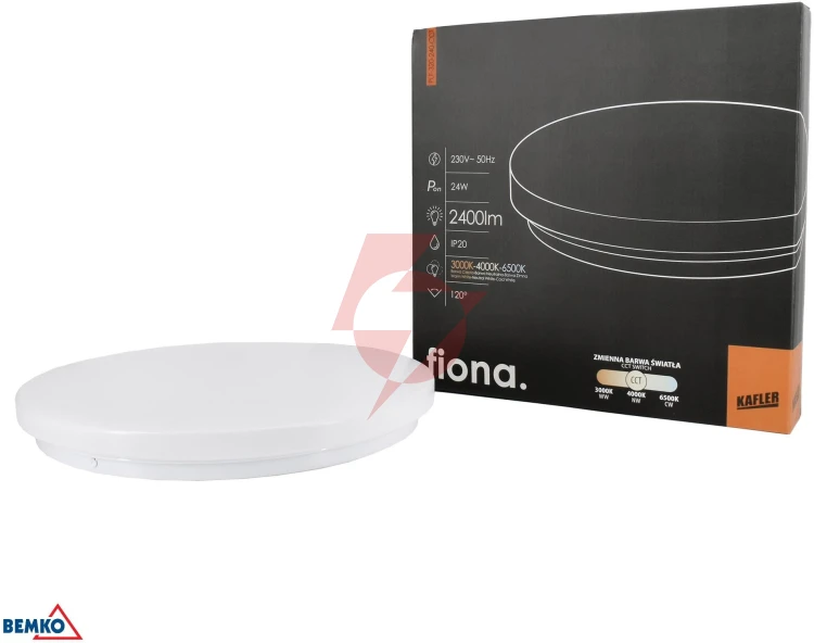 Plafoniera led fiona 24w 3000/4000/6500k 2400lm ip20 biała