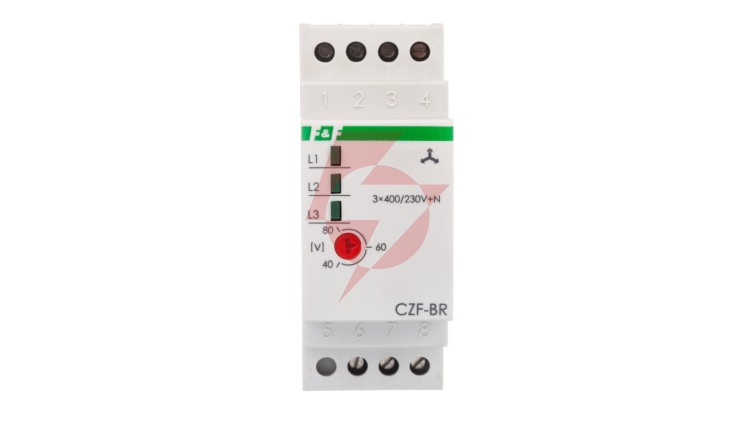 Przekaźnik zaniku i asymetri faz 10A 1P 4sek 40-80V CZF-BR