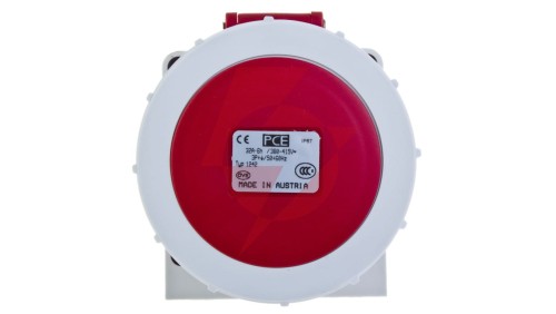Gniazdo stałe 32A 4P 400V czerwone IP67 /bez dławnicy/ 1242-6