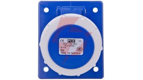 Gniazdo tablicowe skośne 16A 3P 230V /80x97/ niebieskie IP67 4132-6F8