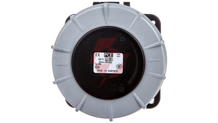 Gniazdo tablicowe 63A 5P 500V /100x100/ czarne IP67 POWER TWIST 335-7