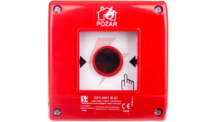 Przycisk ppoż. natynkowy 2Z 1R czerwony OP1-W01-B21