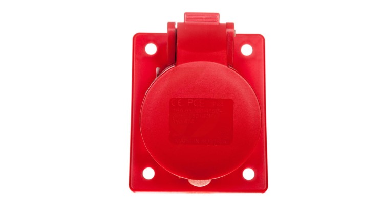 Gniazdo tablicowe skośne 16A 4P 400V /70x85/ czerwone IP44 TWIST 414-6