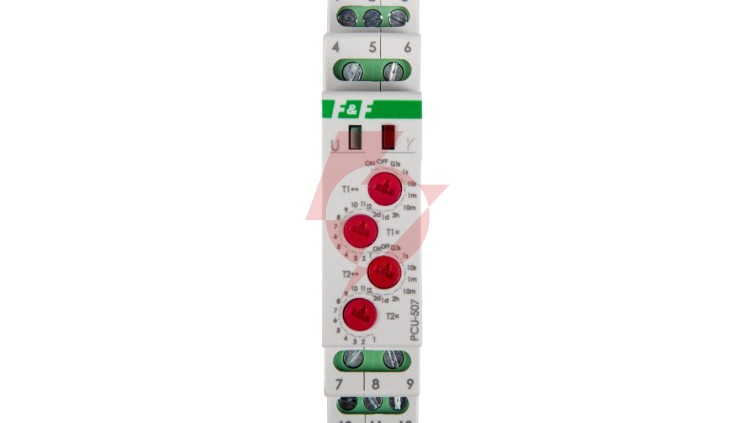 Przekaźnik czasowy 2P 8A 0,1sek-576h 230V AC opóźnione załączenie/wyłączenie - cykliczne PCU-507
