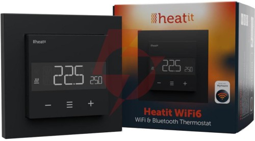 Termostat heatit wifi6 black matt wi-fi thermostat 3600w 16a