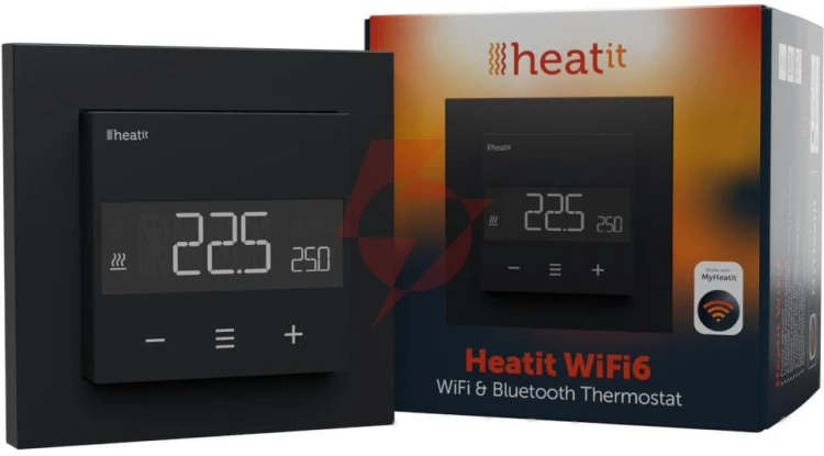 Termostat heatit wifi6 black matt wi-fi thermostat 3600w 16a