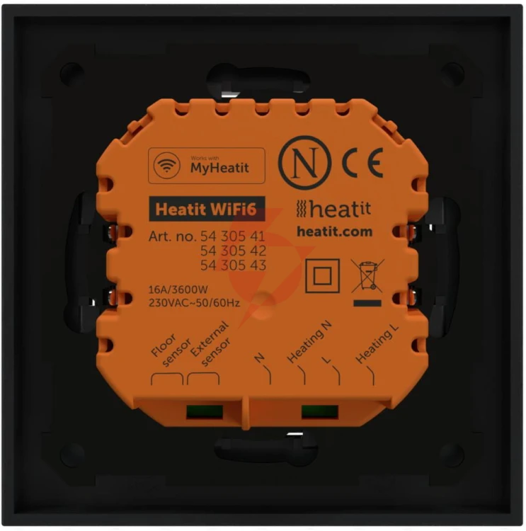 Termostat heatit wifi6 black matt wi-fi thermostat 3600w 16a