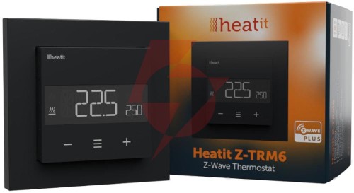 Termostat heatit z-trm6 black matt z-wave thermostat 3600w 16a 868,4 mhz