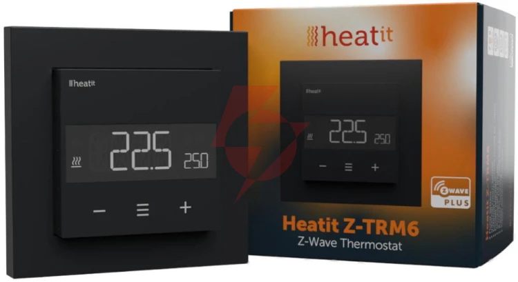 Termostat heatit z-trm6 black matt z-wave thermostat 3600w 16a 868,4 mhz