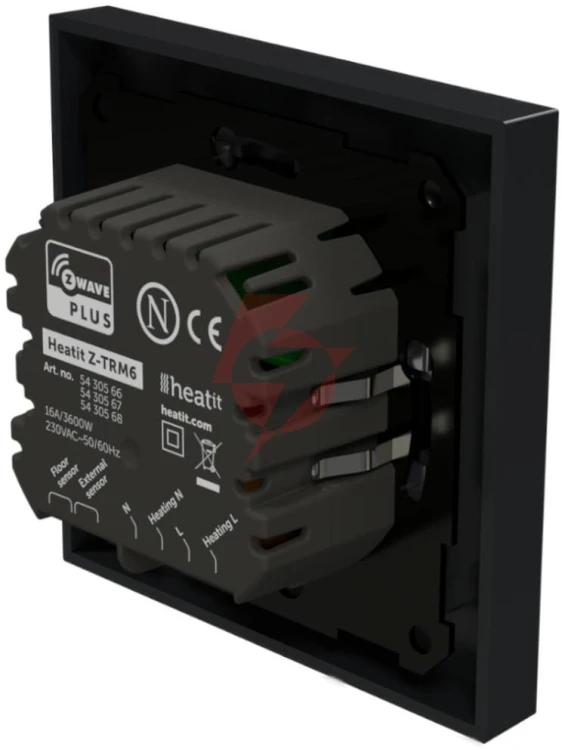 Termostat heatit z-trm6 black matt z-wave thermostat 3600w 16a 868,4 mhz