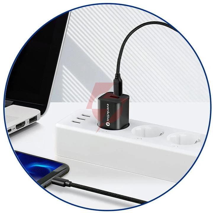 Kabel usb-c / usb-c everactive cbb-1pd3 100cm pd 60w 3a
