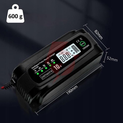 Prostownik ładowarka akumulatorów samochodowy z funkcją naprawy 12v 24v 10a zenwire jmd-10