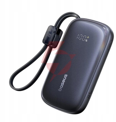 Powerbank baseus enerfill fc21 10000 mah 22,5 w usb-a usb-c czarny z odłączanym kablem lightning