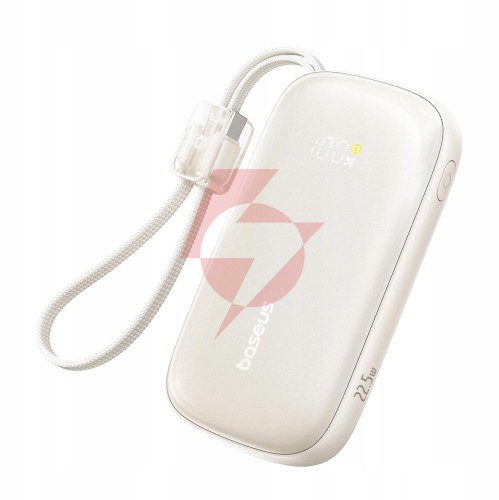 Powerbank baseus enerfill fc21 10000 mah 22,5 w usb-a usb-c beżowy z odłączanym kablem lightning