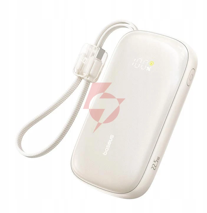 Powerbank baseus enerfill fc21 20000 mah 22,5 w usb-a usb-c beżowy z odłączanym kablem lightning