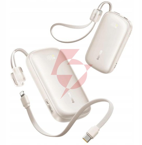 Powerbank baseus enerfill fc21 20000 mah 22,5 w usb-a usb-c beżowy z odłączanym kablem lightning