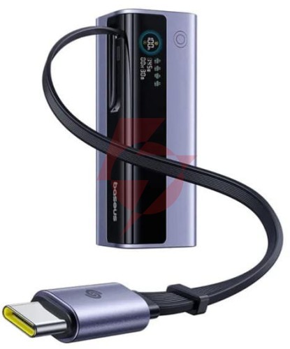 Powerbank baseus energeek gr11 20000 mah 145 w usb-a 2x usb-c szary ze zwijanym kablem usb-c