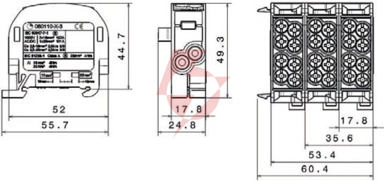 Blok rozdzielczy odgałęźny scb 25 al/cu 80110 simblock, niebieski 81501003
