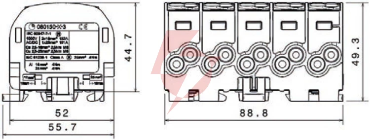 Blok rozdzielczy - odgałęźny al/cu 80150 simblock szary scb 25-5x 81500002