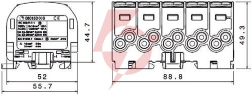Blok rozdzielczy - odgałęźny al/cu 80150 simblock sza/nie/zie scb 25-5x 81500020