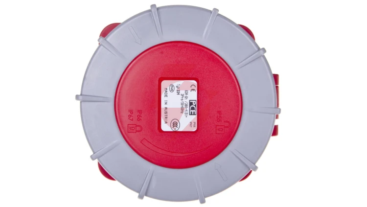 Gniazdo tablicowe 63A 4P 400V /100x100/ czerwone IP67 POWER TWIST 334-6