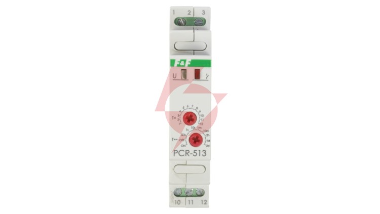 Przekaźnik czasowy 1P 10A 0,1sek-576h 24V AC/DC opóźnione załączenie PCR-513-24V