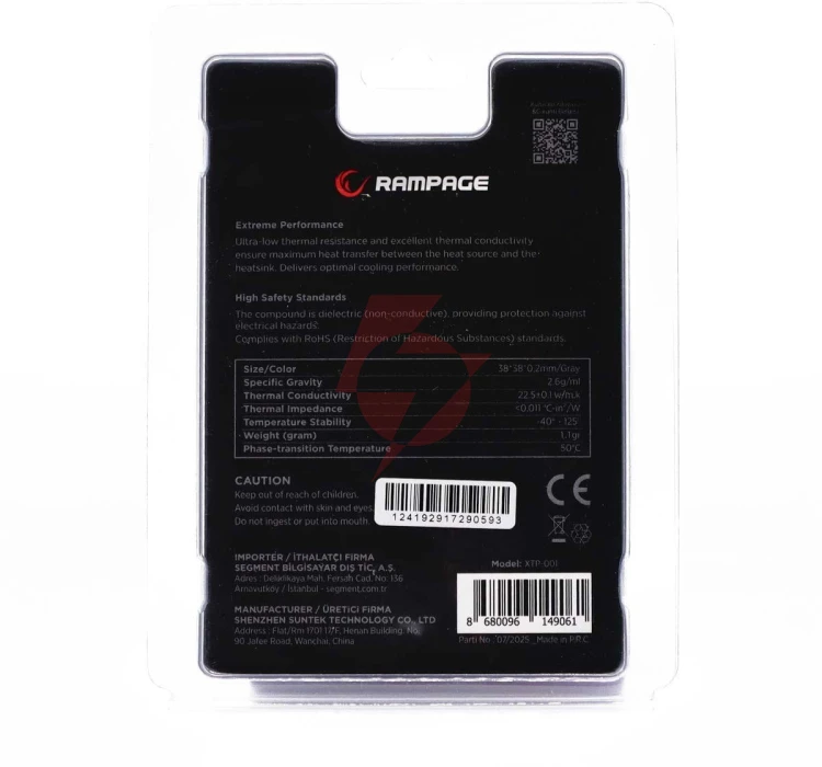 Rampage termopad xtp-001 38×38×0,2 mm ptm
