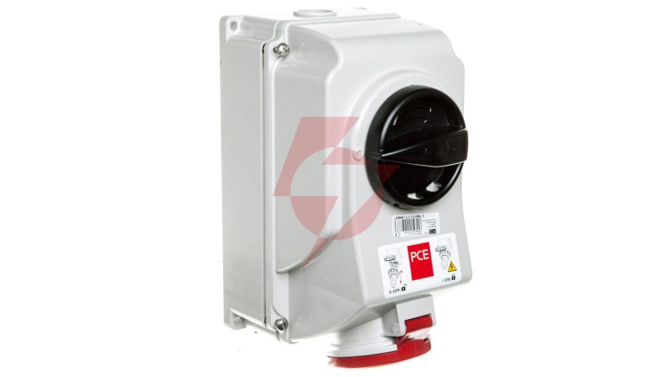 Gniazdo stałe z wyłącznikiem 0-1 duże 16A 5P 400V IP44 /blokada mechaniczna/ 7515-6
