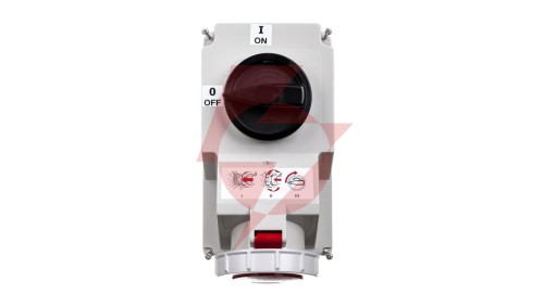 Gniazdo stałe z wyłącznikiem 0-1 duże 32A 5P 400V IP67 /blokada mechaniczna/ 75252-6
