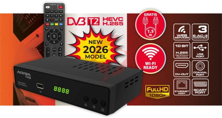 Dekoder ferguson dvb/t2 ariva t45 hevc/h.265