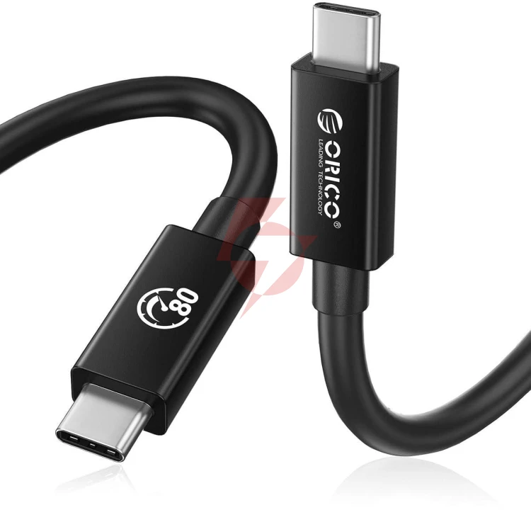 Orico przewód thunderbolt 5 usb-c 80gbps, 240w, 8k@60hz, 1,5m, czarny