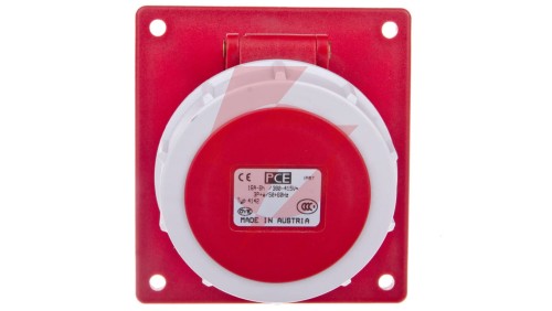 Gniazdo tablicowe skośne 16A 4P 400V czerwone IP67 POWER TWIST 4142-6