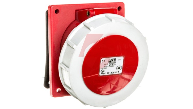Gniazdo tablicowe 32A 5P 400V czerwone IP67 4252-6v