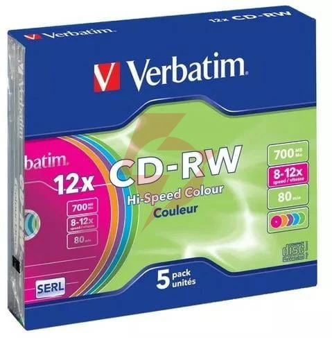 Płyty cd-rw verbatim colour sl (5szt)