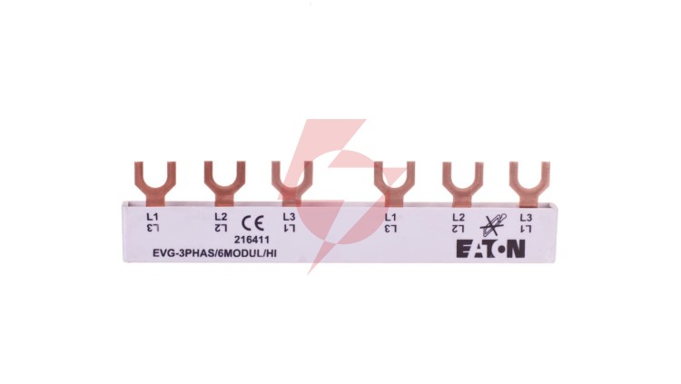 Szyna łączeniowa 6P 63A 10mm2 widełkowa (6 mod.+HI) EVG-3PHAS/6MODUL/HI 216411