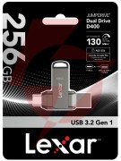 Pendrive lexar dual drive d400 256gb usb-c/a 3.1 130mb/s