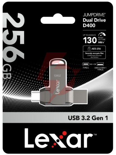 Pendrive lexar dual drive d400 256gb usb-c/a 3.1 130mb/s