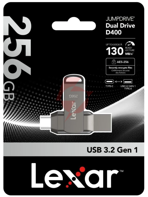 Pendrive lexar dual drive d400 256gb usb-c/a 3.1 130mb/s