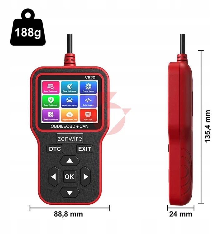 Interfejs tester skaner diagnostyczny  obd2 elm327 can zenwire v620