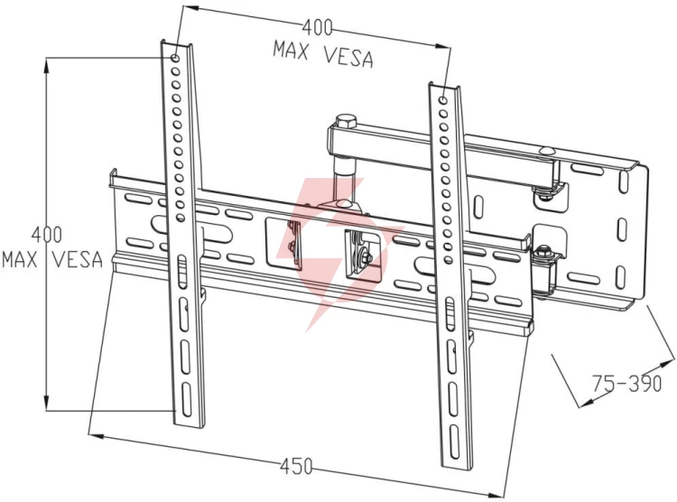 Uchwyt do tv lcd/led 22-55" 35kg ar-53 art reg. pion i poziom