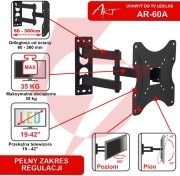 Uchwyt do tv led/lcd 19-42" 35kg ar-60a art reg. pion/poziom