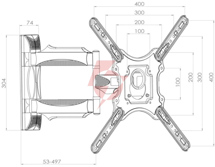 Uchwyt do tv led/lcd 23-52" 32kg ar-78 art reg. pion/poziom 50cm