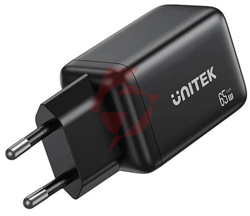 Ładowarka sieciowa unitek gan 65w, 2xusb-c, usb-a, pd 3.0, czarna