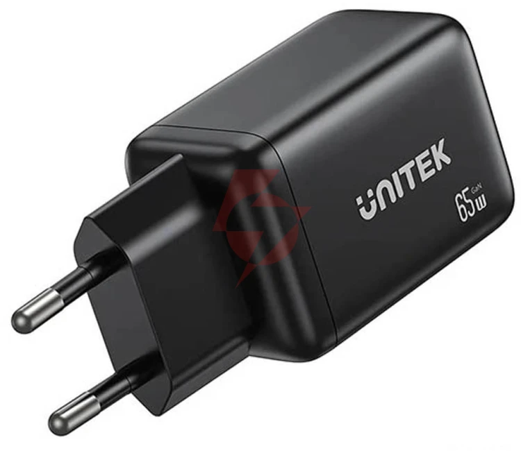 Ładowarka sieciowa unitek gan 65w, 2xusb-c, usb-a, pd 3.0, czarna